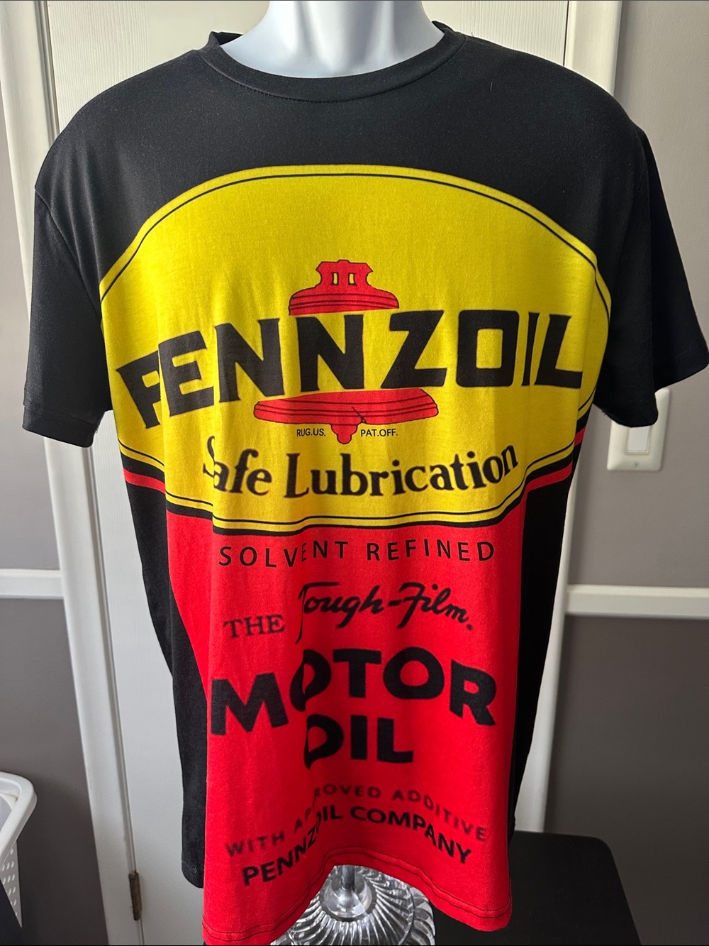 Black Graphic Tee - Yellow & Red Motor Oil Logo